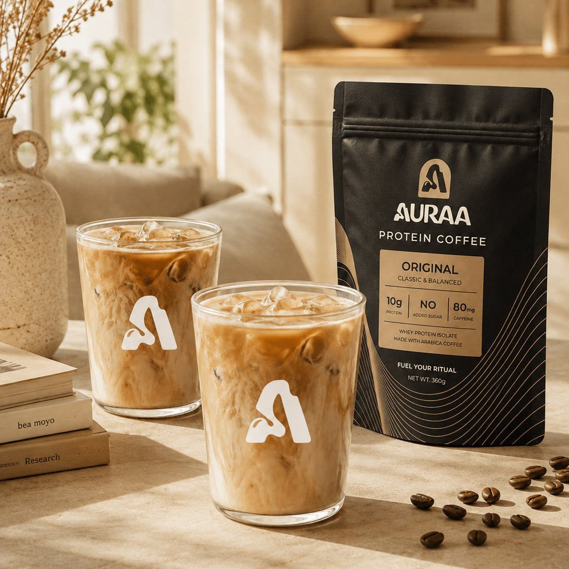 AURAA Coffee served as an iced coffee